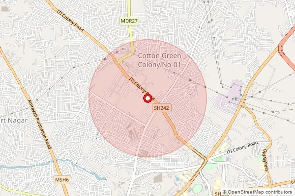 Map showing approximate area covered by Pincode 444604 — V.M.V. (Amravati) S.O, Amravati