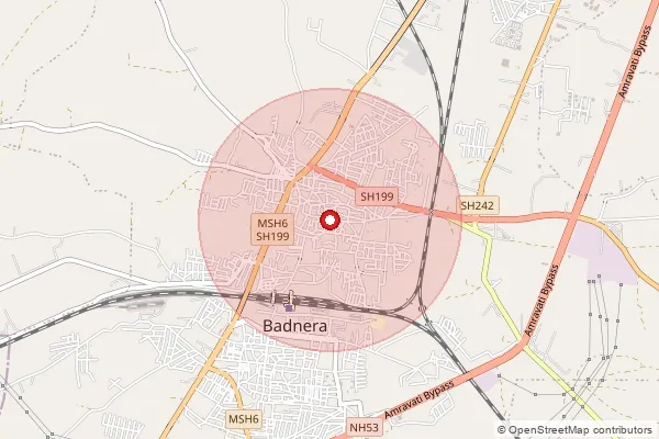 Map showing approximate area covered by Pincode 444701 — Dabha B.O, Amravati