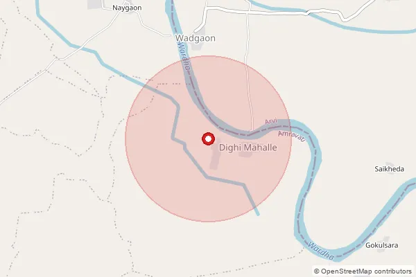 Map showing approximate area covered by Pincode 444711 — Nimboli B.O, Amravati