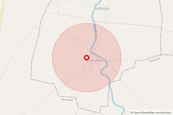 Map showing approximate area covered by Pincode 444801 — Dhamori Kasba B.O, Amravati