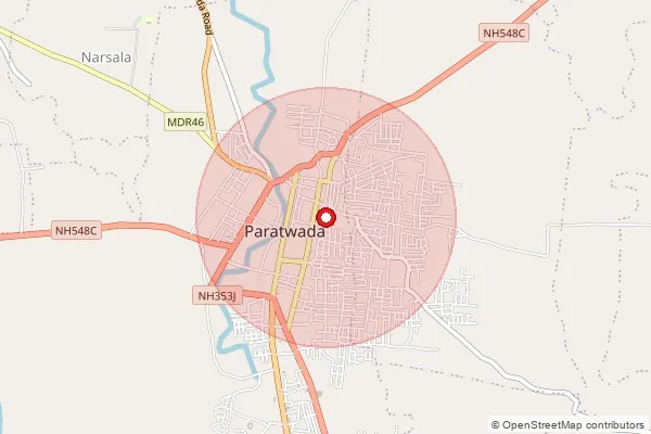 Map showing approximate area covered by Pincode 444806 — Borgaon Peth B.O, Amravati