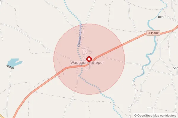 Map showing approximate area covered by Pincode 444808 — Kushta Bk B.O, Amravati