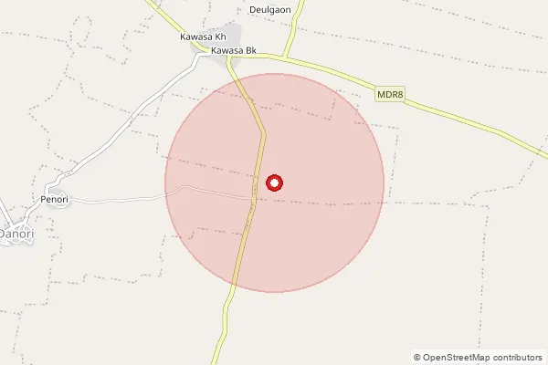 Map showing approximate area covered by Pincode 444809 — Karanja Bahiram B.O, Amravati