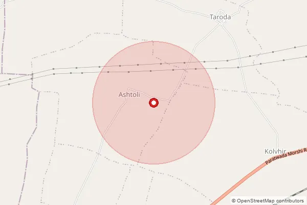 Map showing approximate area covered by Pincode 444905 — Ashtoli B.O, Amravati