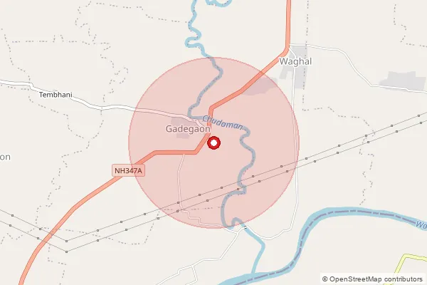 Map showing approximate area covered by Pincode 444906 — Gadegaon B.O, Amravati