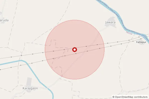Map showing approximate area covered by Pincode 444908 — Sawanga B.O, Amravati