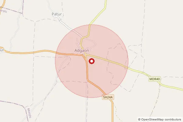 Map showing approximate area covered by Pincode 444915 — Dewara B.O, Amravati