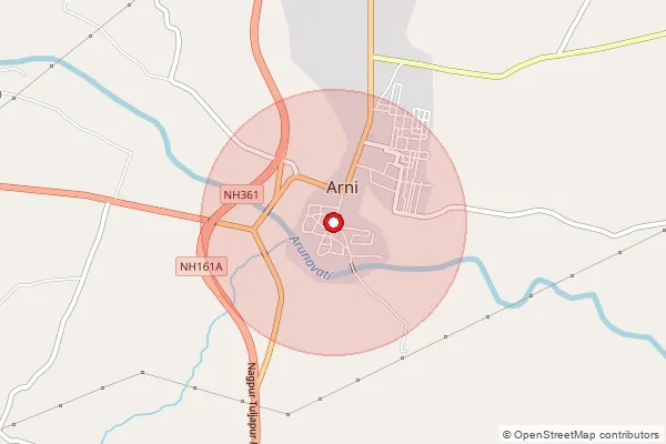 Map showing approximate area covered by Pincode 445103 — Sakur B.O, Yavatmal