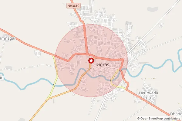 Map showing approximate area covered by Pincode 445203 — Singad B.O, Yavatmal