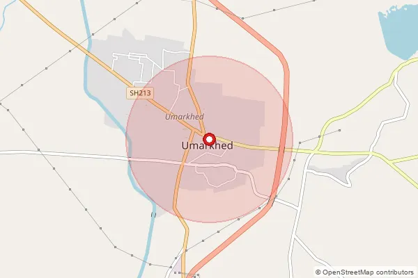 Map showing approximate area covered by Pincode 445206 — Belkhed B.O, Yavatmal