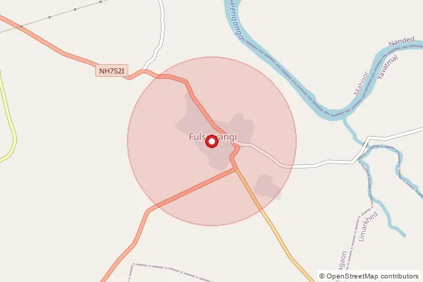 Map showing approximate area covered by Pincode 445230 — Morchandi Bo, Yavatmal