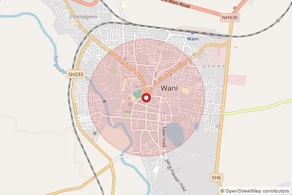 Map showing approximate area covered by Pincode 445304 — Mukutban B.O, Yavatmal