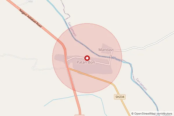 Map showing approximate area covered by Pincode 445305 — Arali B.O, Yavatmal
