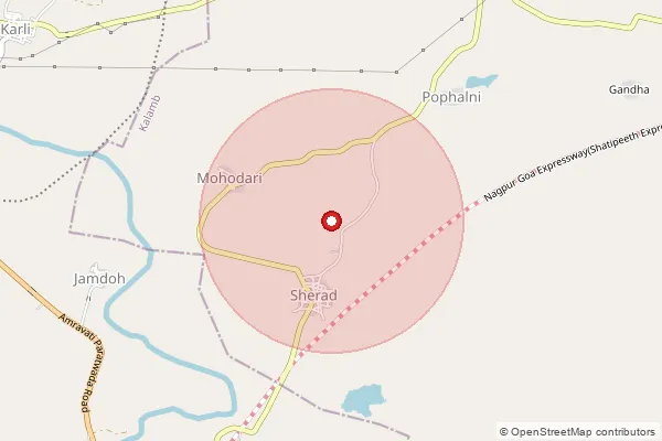 Map showing approximate area covered by Pincode 445401 — Katri B.O, Yavatmal