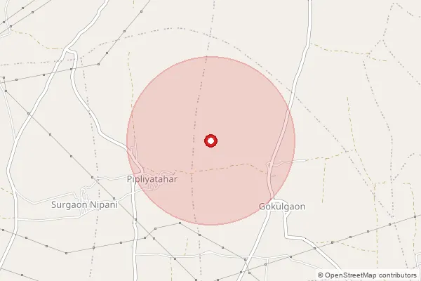 Map showing approximate area covered by Pincode 450001 — Khandwa H.O, East Nimar