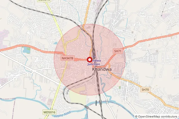 Map showing approximate area covered by Pincode 450119 — Narmada Nagar S.O (East Nimar), East Nimar