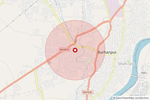 Map showing approximate area covered by Pincode 450331 — Biroda B.O, Burhanpur