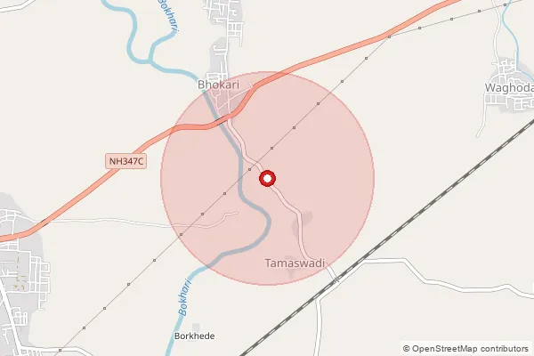 Map showing approximate area covered by Pincode 451001 — Khargone H.O, Khargone