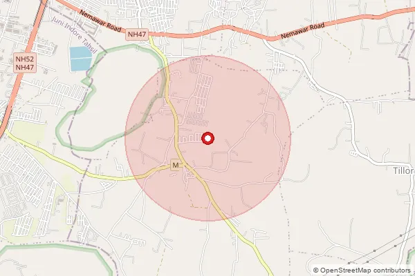 Map showing approximate area covered by Pincode 451115 — Jagatpura B.O, Khargone