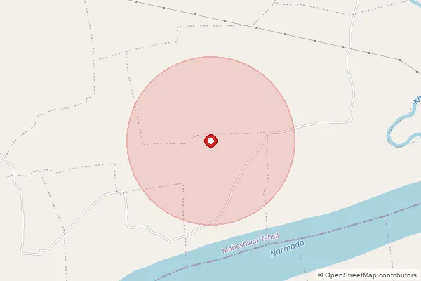 Map showing approximate area covered by Pincode 451225 — Pathrad B.O, Khargone