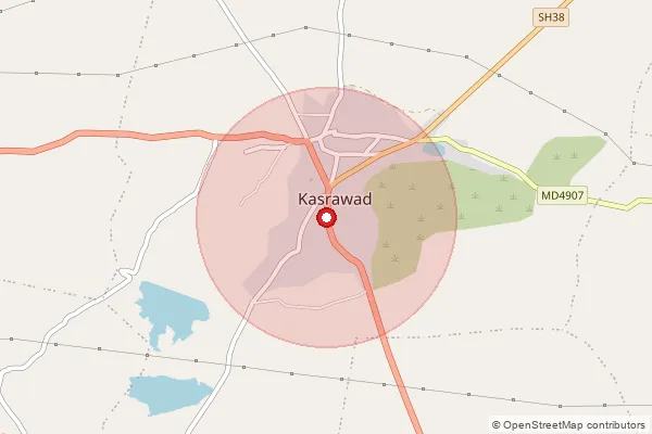 Map showing approximate area covered by Pincode 451228 — Amlatha B.O, Khargone