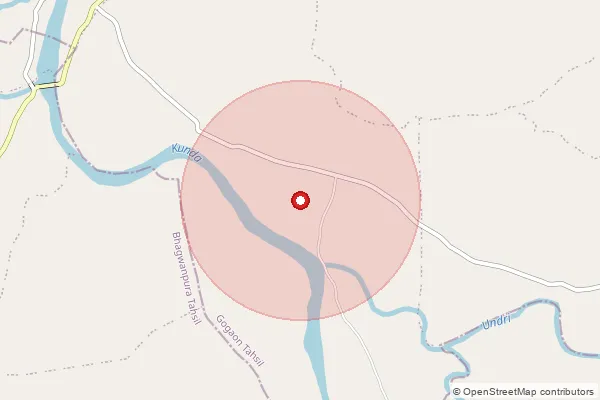 Map showing approximate area covered by Pincode 451441 — Bahadarpur B.O, Khargone