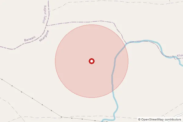 Map showing approximate area covered by Pincode 451442 — Chitawal B.O, Khargone