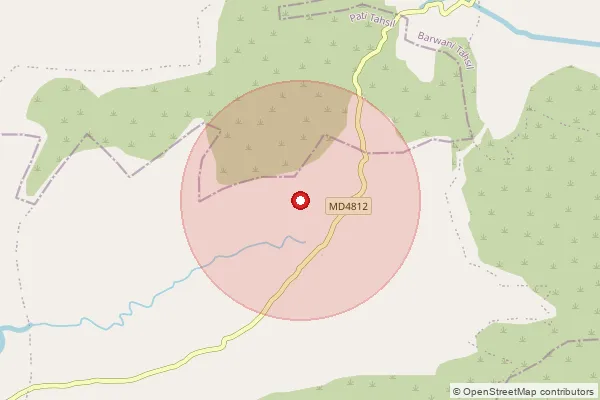 Map showing approximate area covered by Pincode 451556 — Balkuwan B.O, Barwani