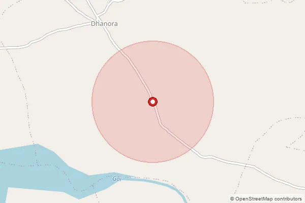 Map showing approximate area covered by Pincode 451666 — Dhanora B.O, Barwani