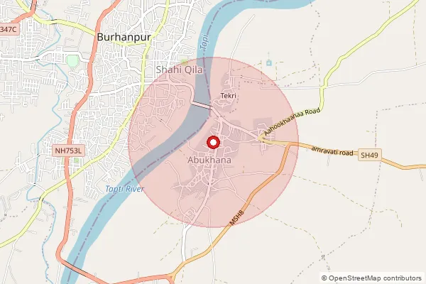 Map showing approximate area covered by Pincode 451770 — Bandhara Bujurg B.O, Barwani