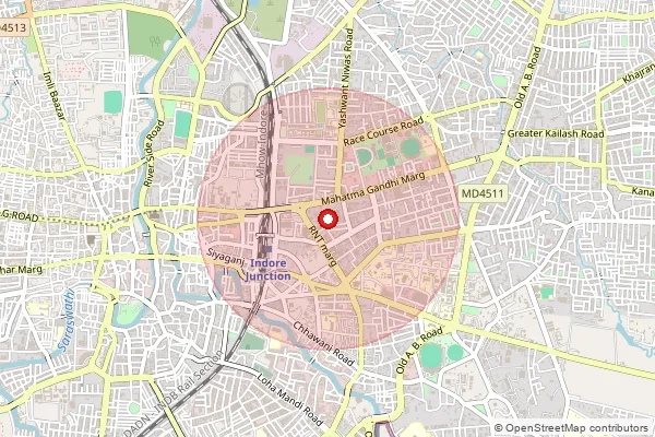 Map showing approximate area covered by Pincode 452001 — Indore G.P.O., Indore