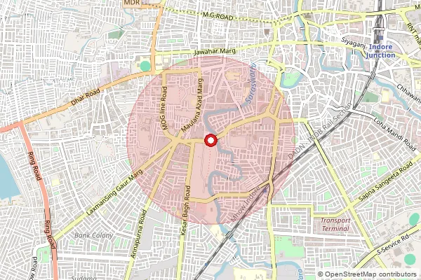 Map showing approximate area covered by Pincode 452002 — Indore City 2 S.O, Indore