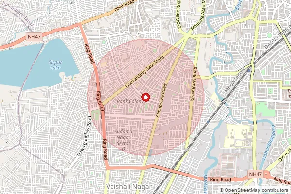 Map showing approximate area covered by Pincode 452009 — Lokmanya Nagar Indore S.O, Indore