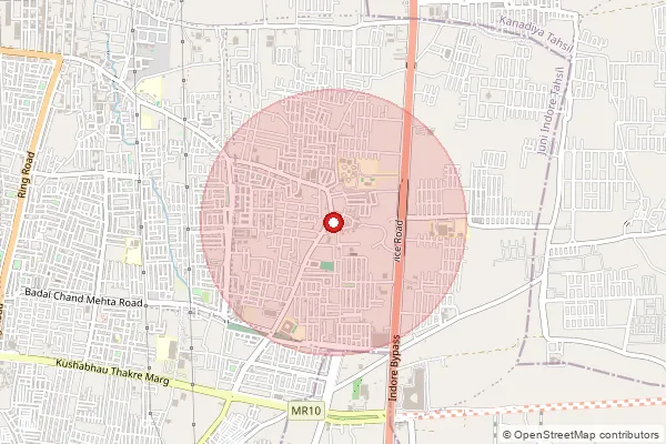 Map showing approximate area covered by Pincode 452010 — Indore Ddu Nagar S.O, Indore