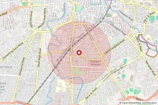 Map showing approximate area covered by Pincode 452014 — Khatiwala Tank S.O, Indore