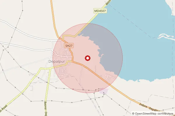 Map showing approximate area covered by Pincode 453115 — Limbodapar B.O, Indore