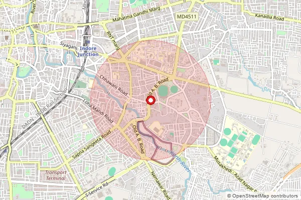 Map showing approximate area covered by Pincode 453556 — Iim Campus Rao S.O, Indore