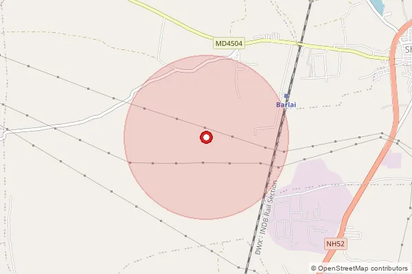 Map showing approximate area covered by Pincode 453771 — Barlai Jagir B.O, Indore