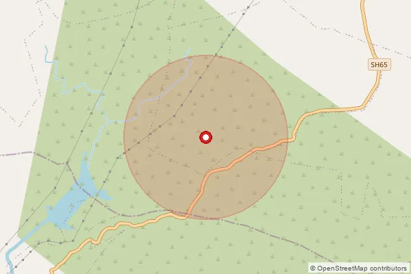 Map showing approximate area covered by Pincode 454116 — Bhangarh B.O, Dhar