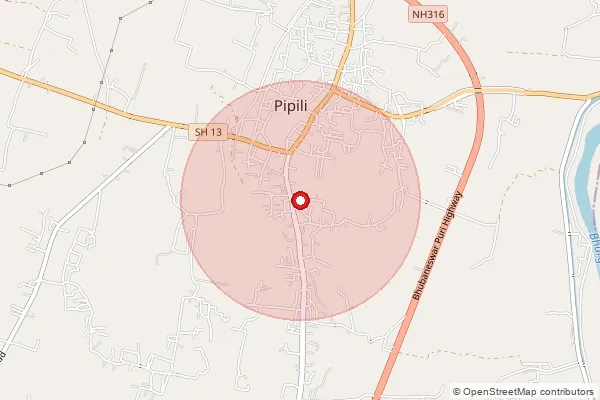 Map showing approximate area covered by Pincode 454446 — Karoli B.O, Dhar