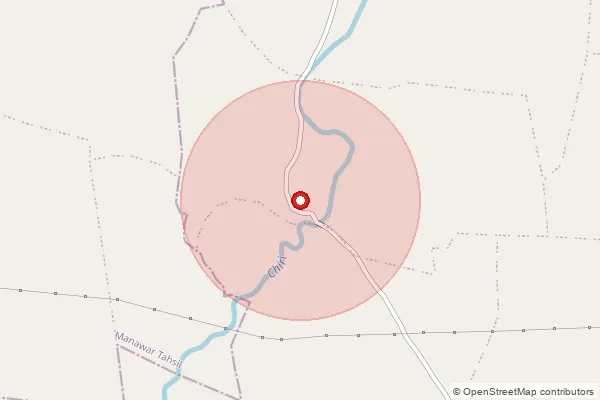 Map showing approximate area covered by Pincode 454449 — Kalibawdi B.O, Dhar