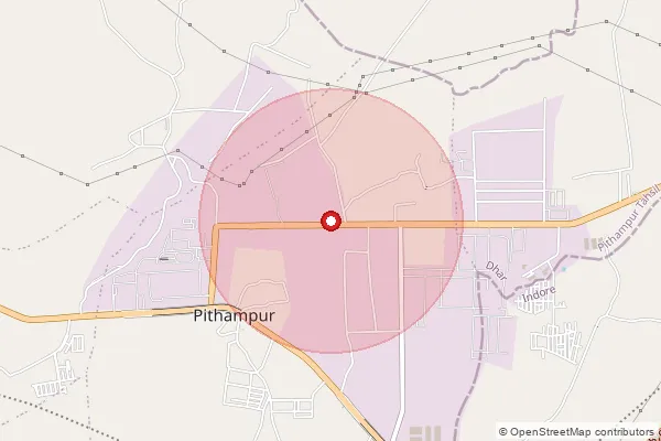 Map showing approximate area covered by Pincode 454775 — Pithampur S.O, Dhar