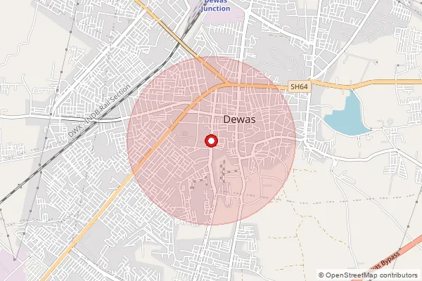 Map showing approximate area covered by Pincode 455001 — Dewas H.O, Dewas