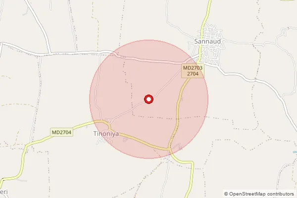 Map showing approximate area covered by Pincode 455221 — Dehriya Sahu B.O, Dewas