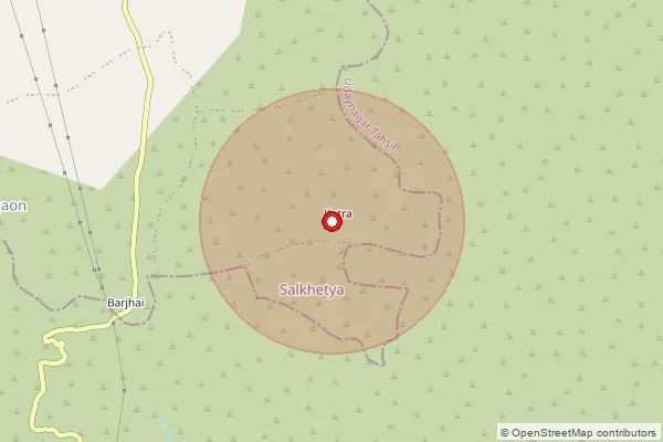 Map showing approximate area covered by Pincode 455227 — Agurli B.O, Dewas