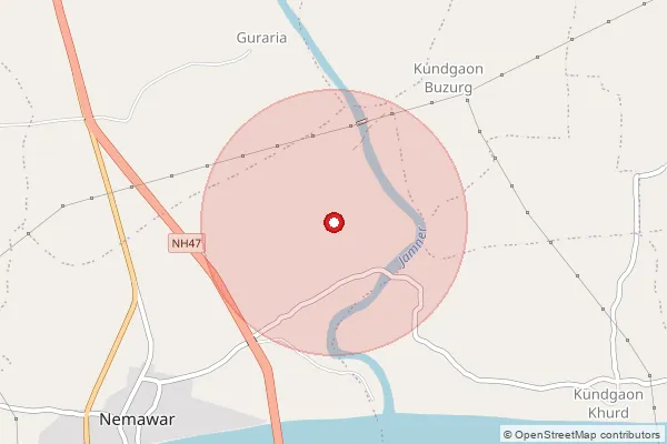 Map showing approximate area covered by Pincode 455339 — Eklera B.O, Dewas