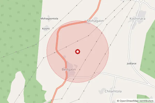 Map showing approximate area covered by Pincode 455440 — Bedgaon B.O, Dewas