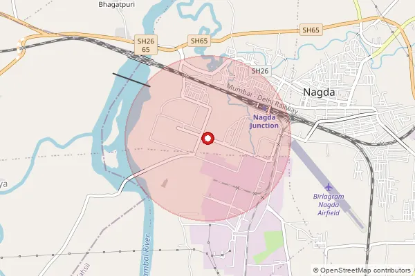 Map showing approximate area covered by Pincode 456331 — Durgapura B.O, Ujjain