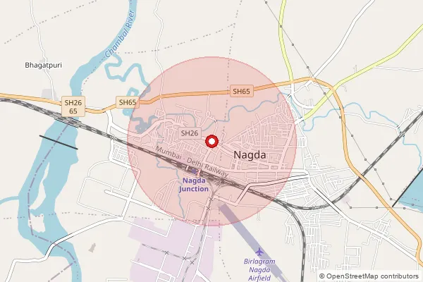 Map showing approximate area covered by Pincode 456335 — Barkheda  Pitramal B.O, Ujjain