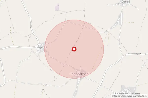 Map showing approximate area covered by Pincode 456440 — Sagwali B.O, Ujjain